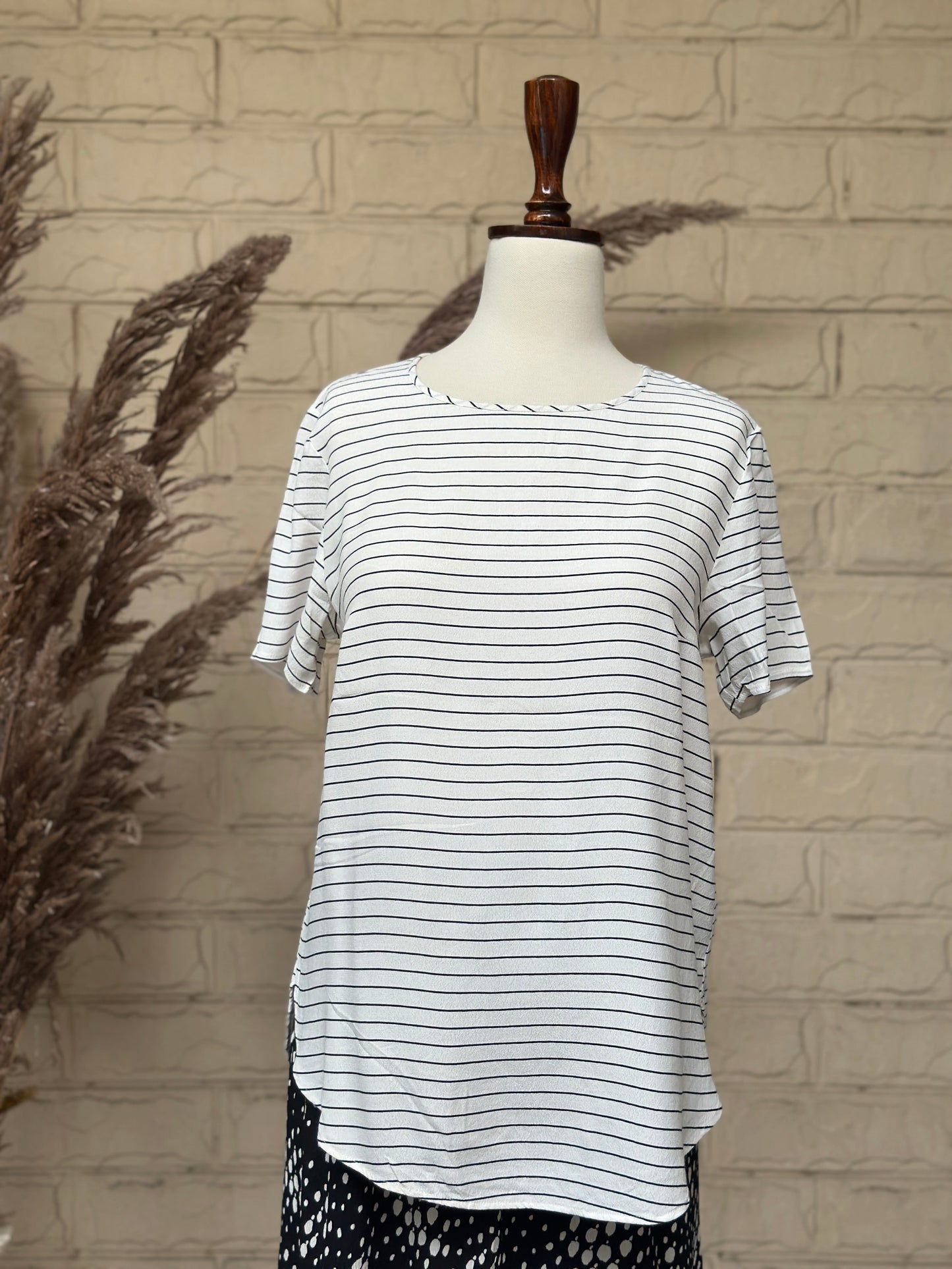 White & Black Fine Stripe Short-Sleeve T-Shirt