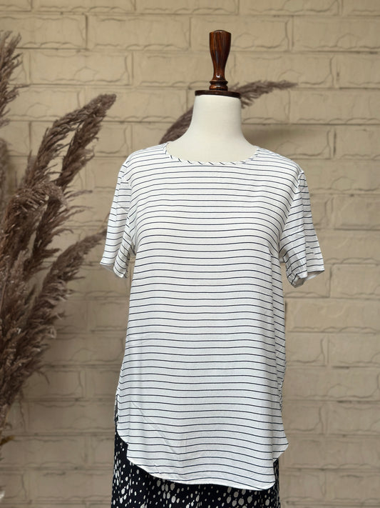 White & Black Fine Stripe Short-Sleeve T-Shirt