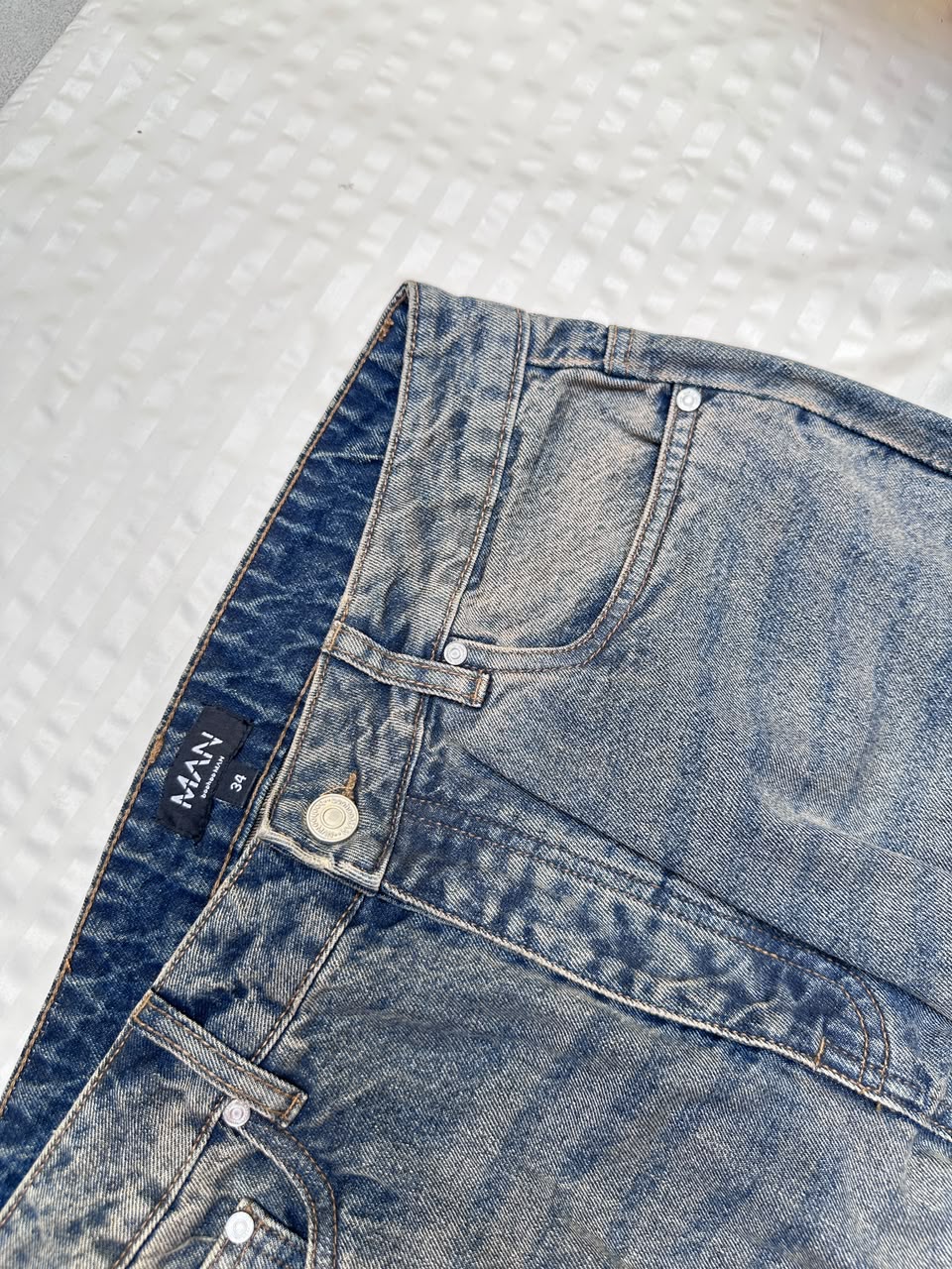 High-Waist Acid Wash Wide-Leg Denim pants
