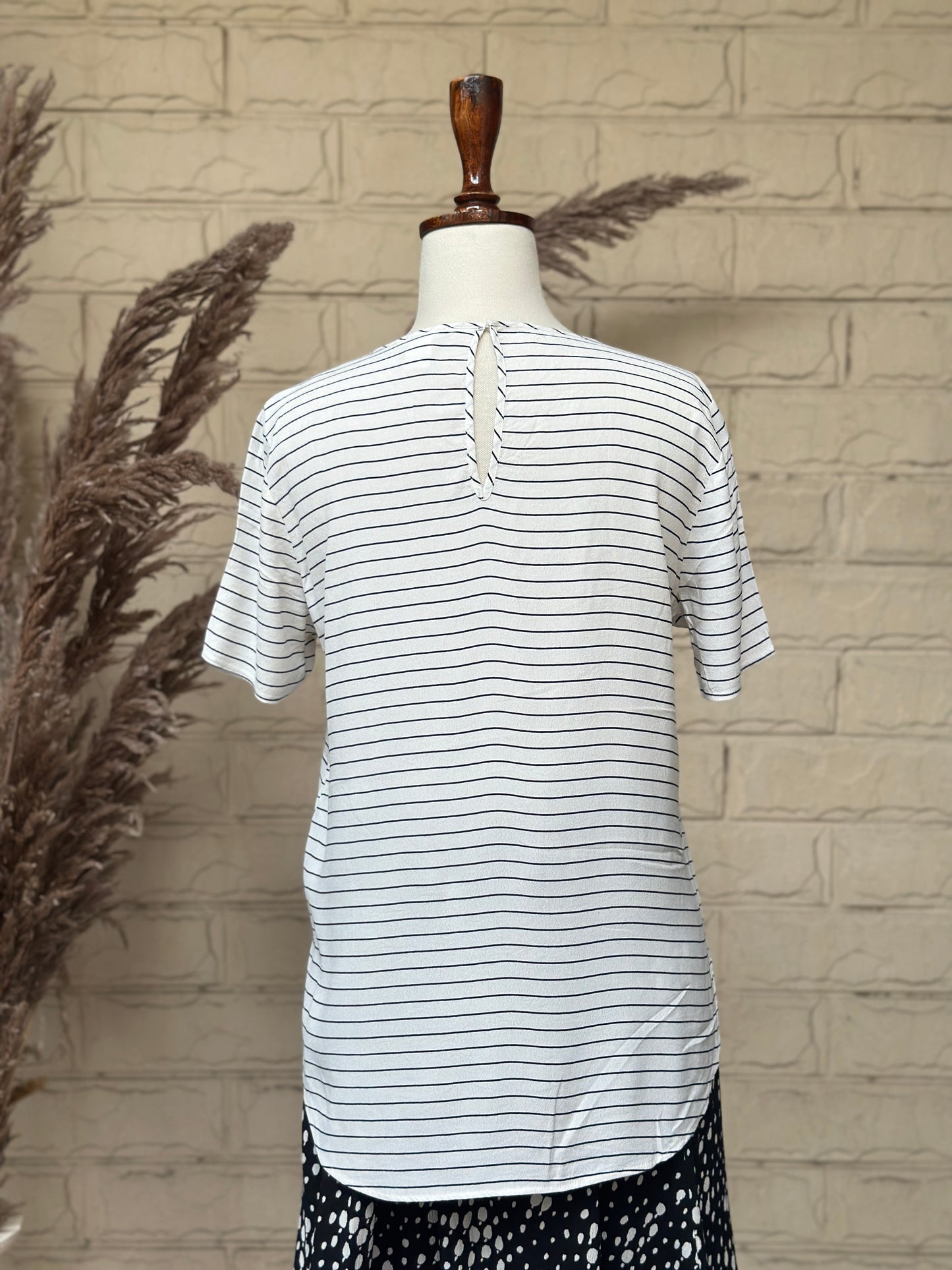 White & Black Fine Stripe Short-Sleeve T-Shirt