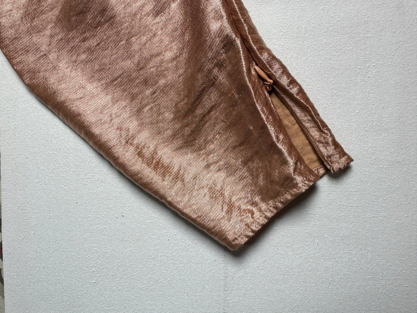 Dusty Rose Shimmer Puff-Sleeve Wrap Top