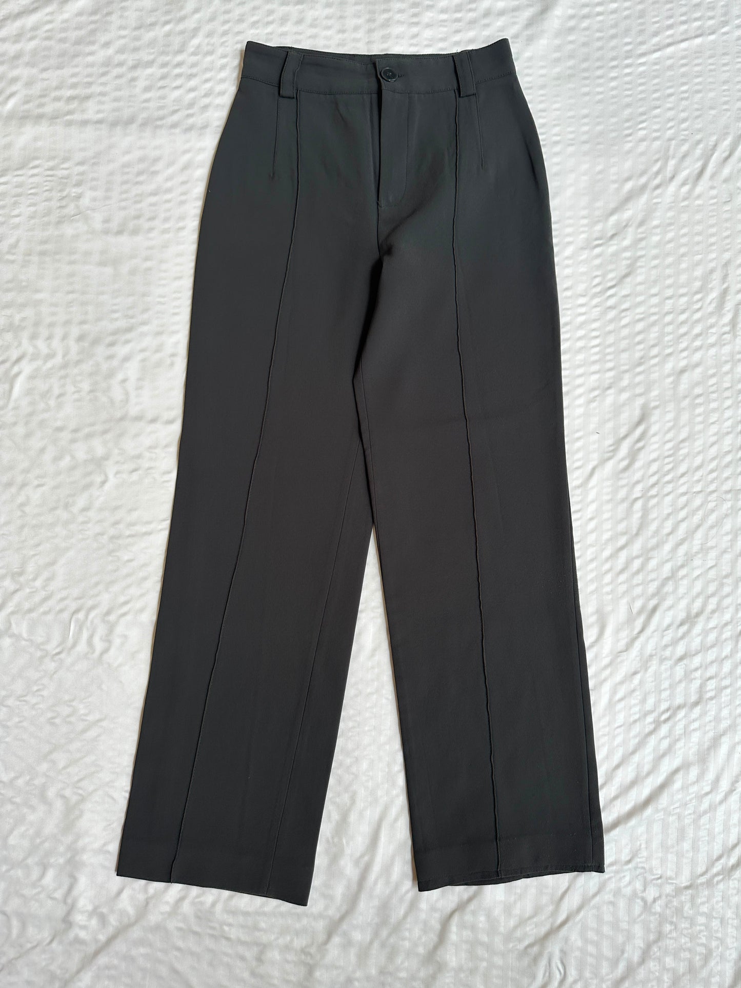 Dress Pant - Olive Green Georgette straight pant