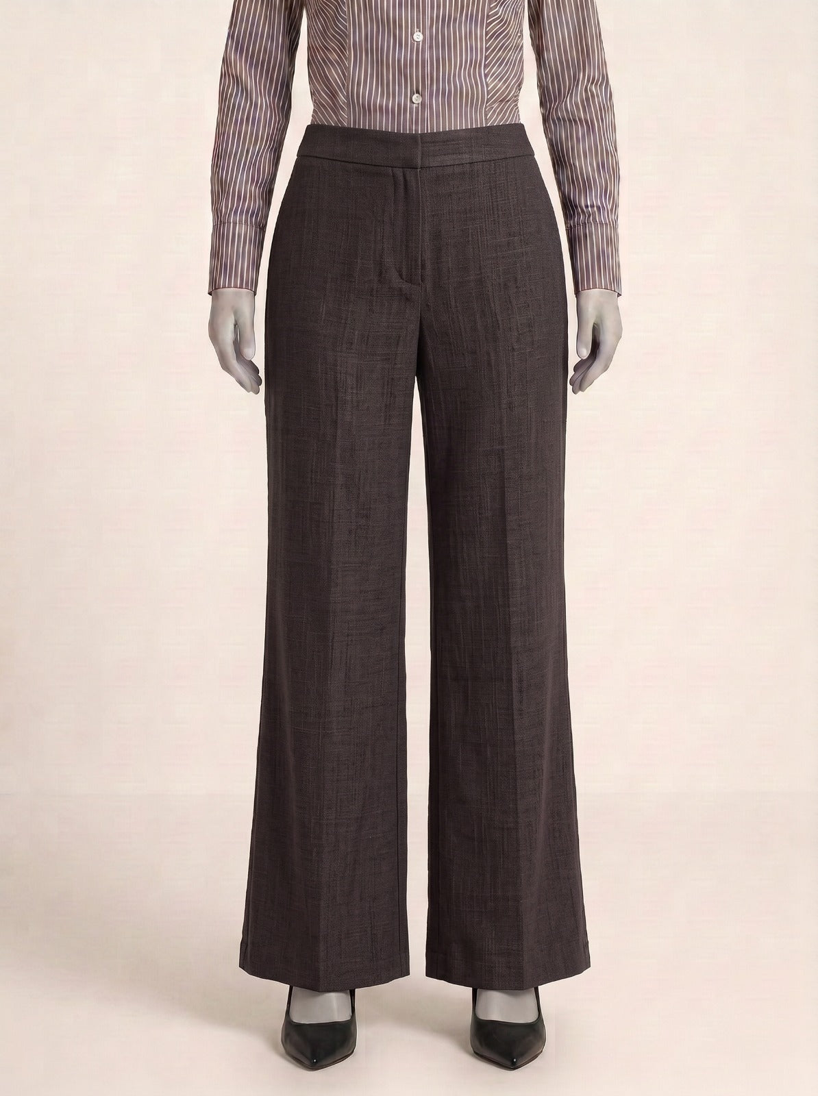 Dress Pant - Greyish Brown Georgette Straight Pant