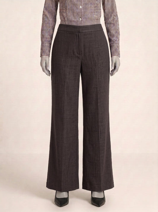 Dress Pant - Greyish Brown Georgette Straight Pant