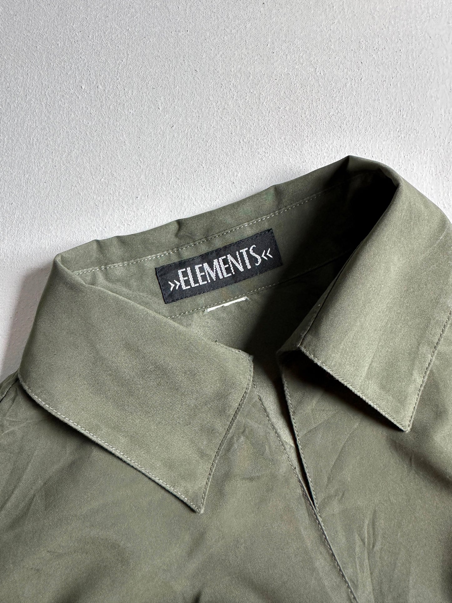 Charcoal Grey Satin Long-Sleeve Button-Down Shirt