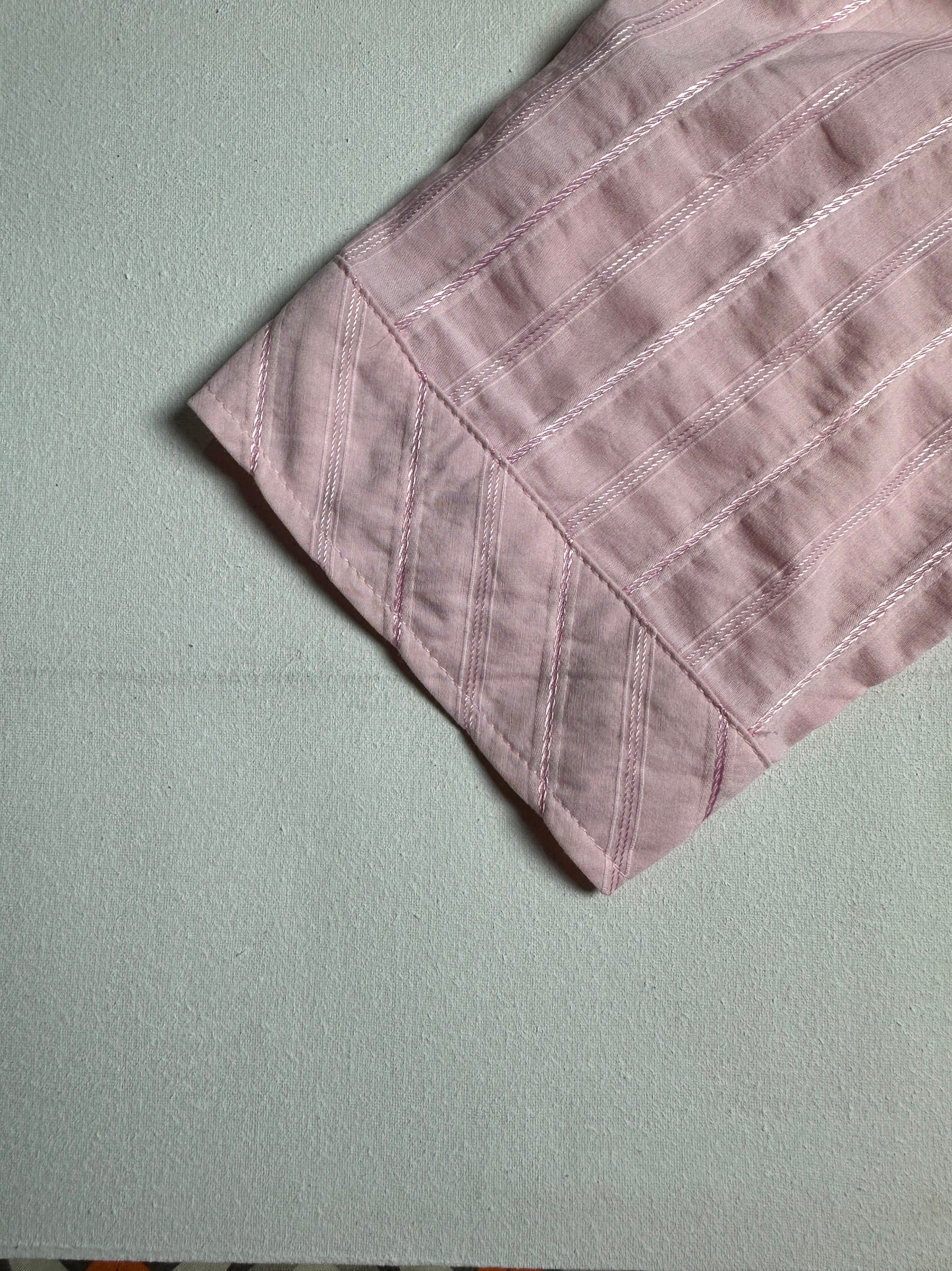 Soft Pink Textured Self-Stripe Button-Down Shirt