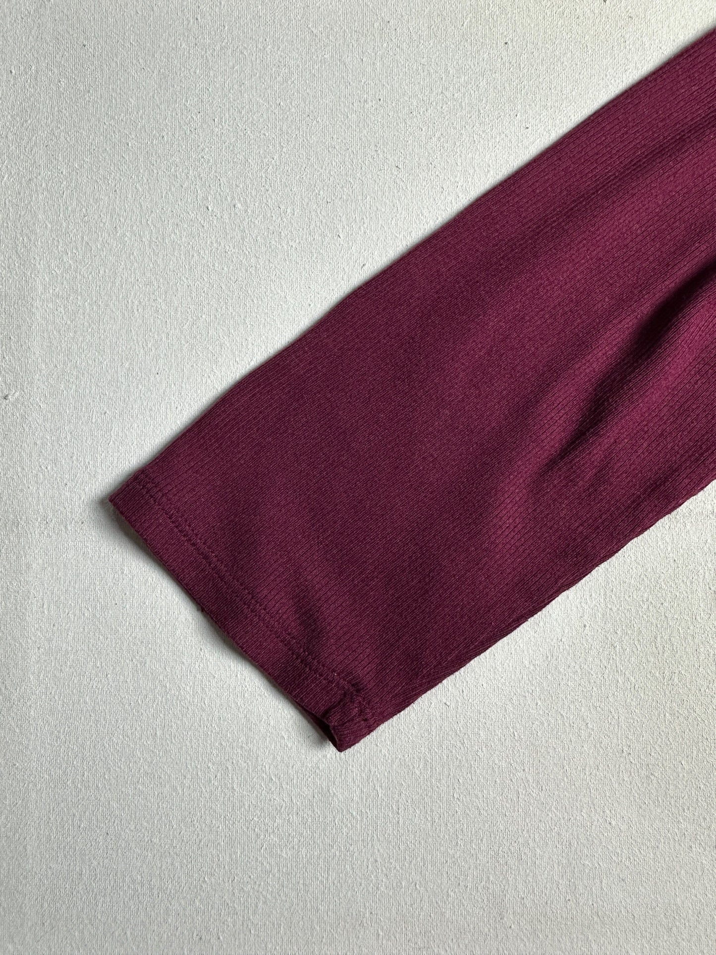 Plum Henley Neck Long-Sleeve Ribbed Top