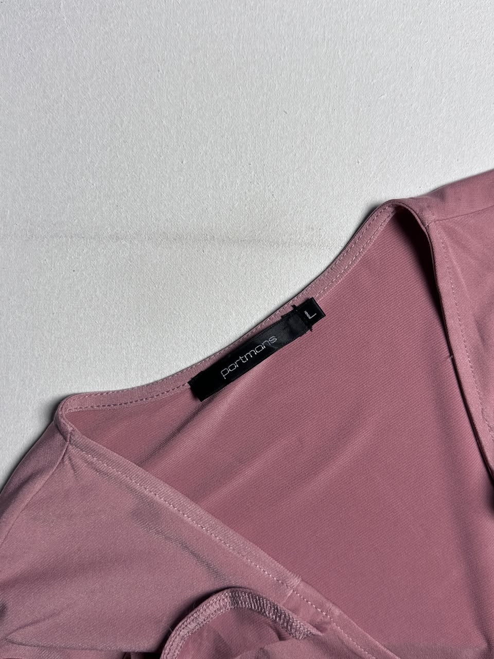 Dusty Rose Long Sleeve Wrap Blouse – Ruffle Collar Side Tie Top