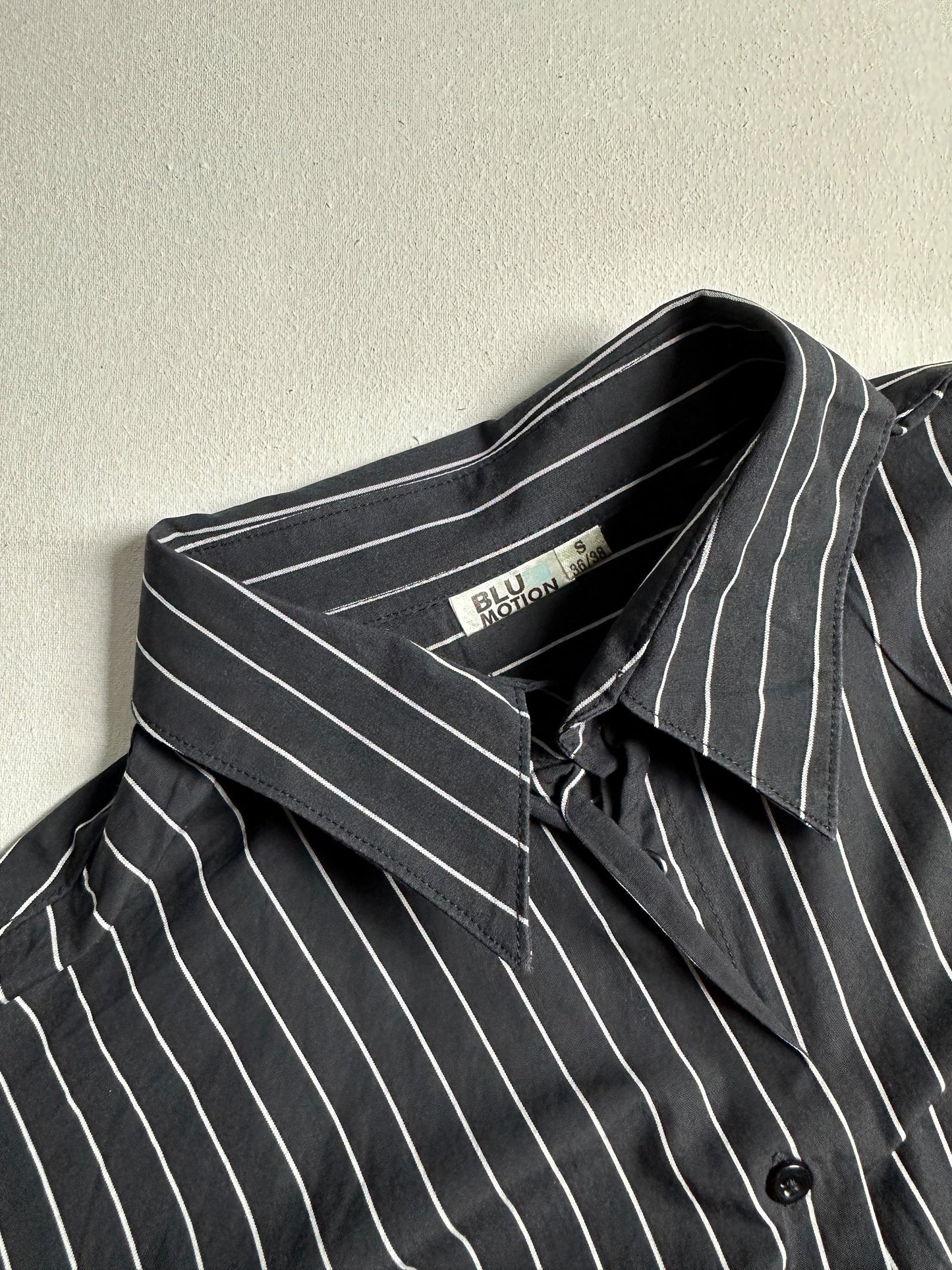 Classic Black Vertical Stripe Short-Sleeve Office Top