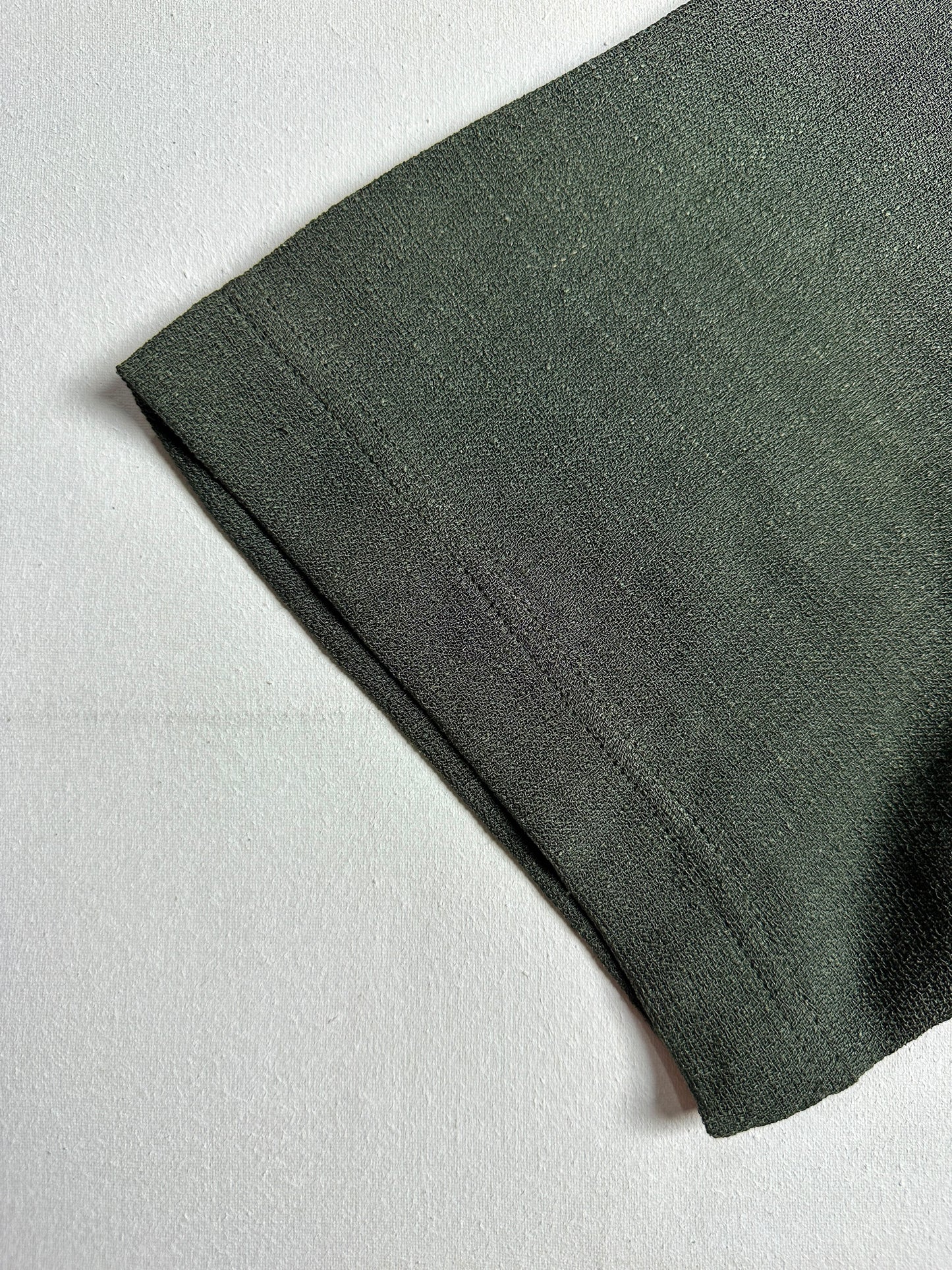 Relaxed Fit Deep Green Pocket Short-Sleeve Blouse