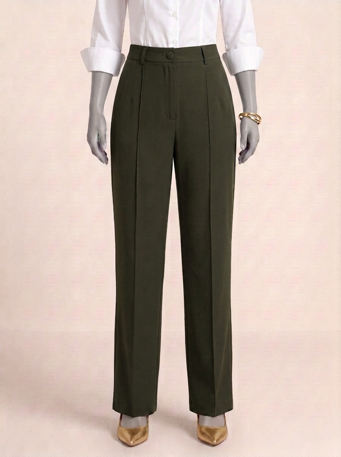 Dress Pant - Olive Green Georgette straight pant