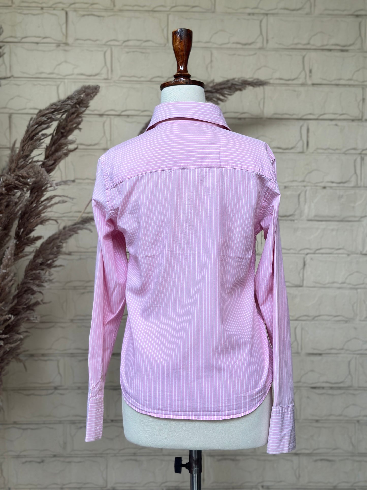Lilac-Pink Striped Cotton Poplin Blouse