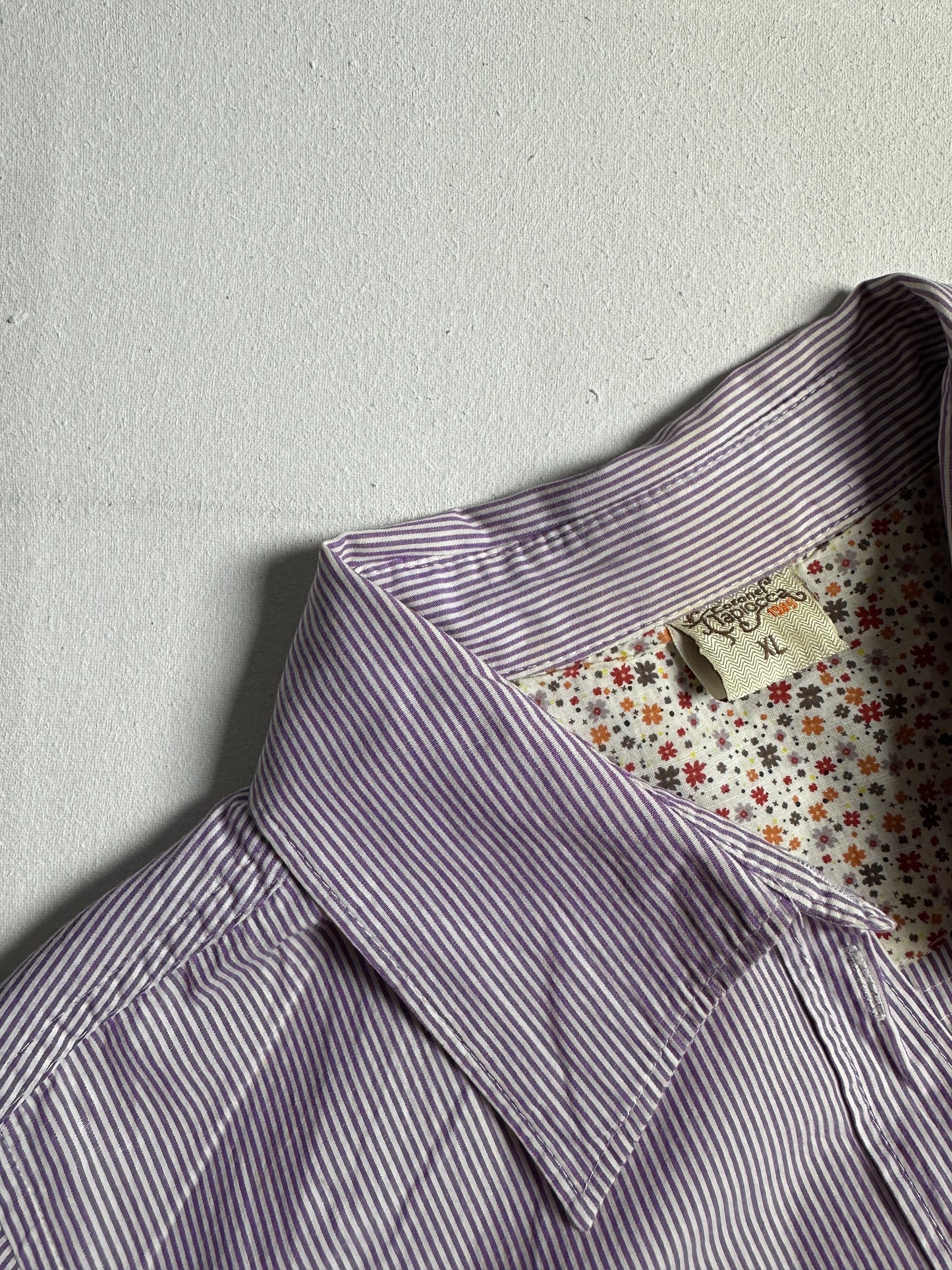 Lavender Pinstripe Collared Cotton Shirt