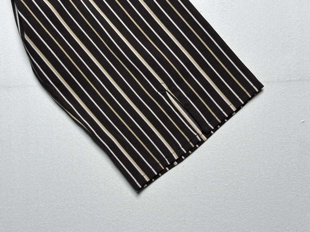 Chic Vertical Pinstripe V-Neck Shirt with 3/4 Bell Sleeves