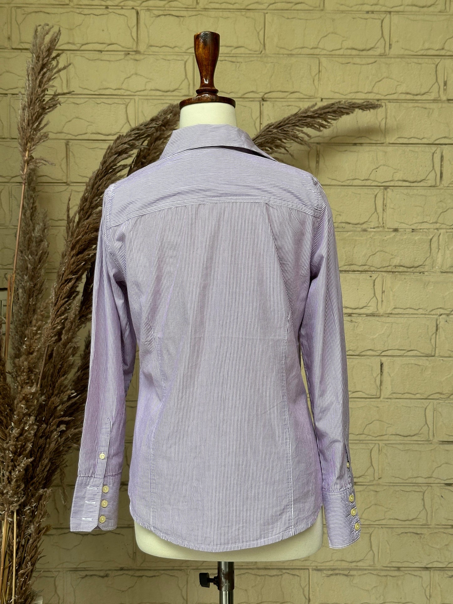 Lavender Pinstripe Collared Cotton Shirt
