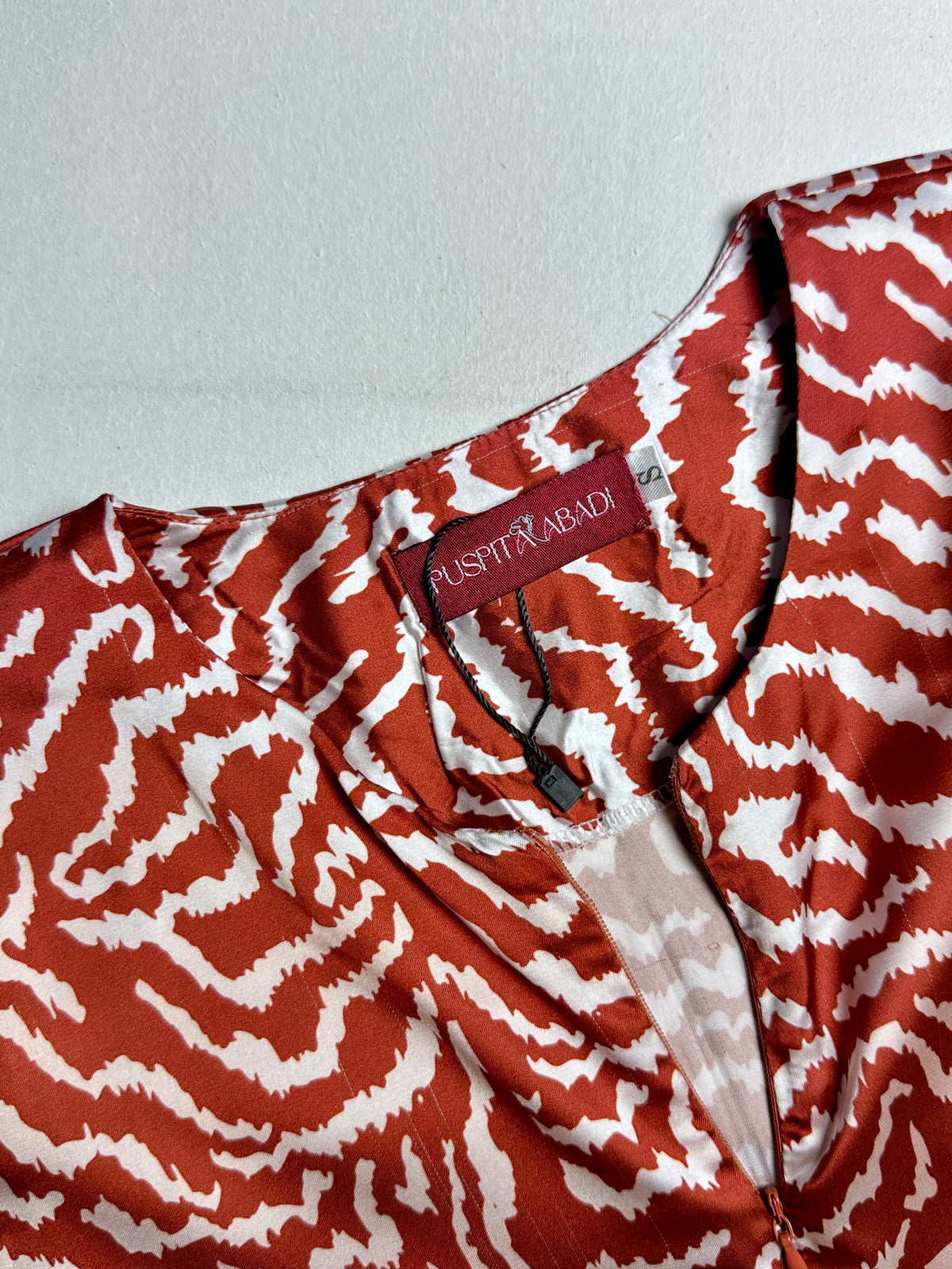 Fiery Wave Print Asymmetric Peplum Top