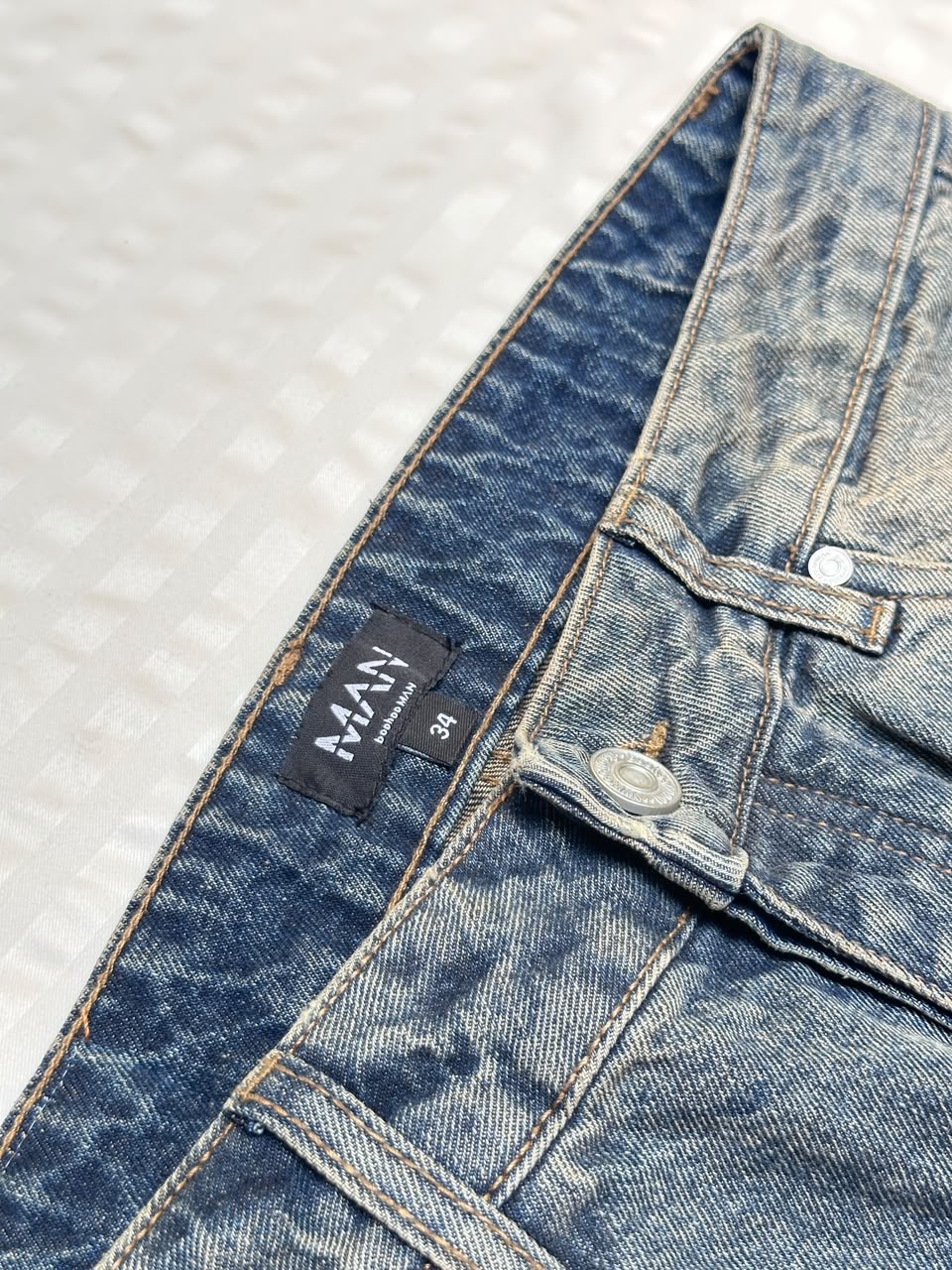 High-Waist Acid Wash Wide-Leg Denim pants