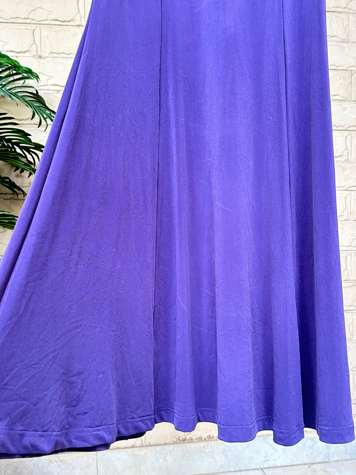 Deep Purple Elastic Waist Long Skirt