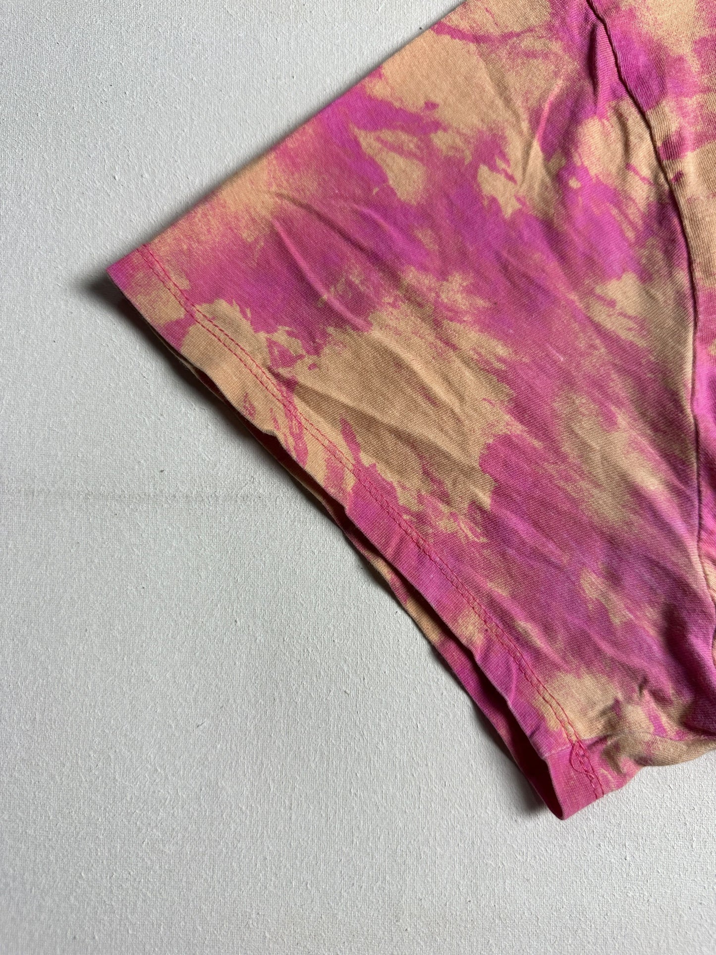 Bubblegum Pink Bleach-Wash Crewneck Tee