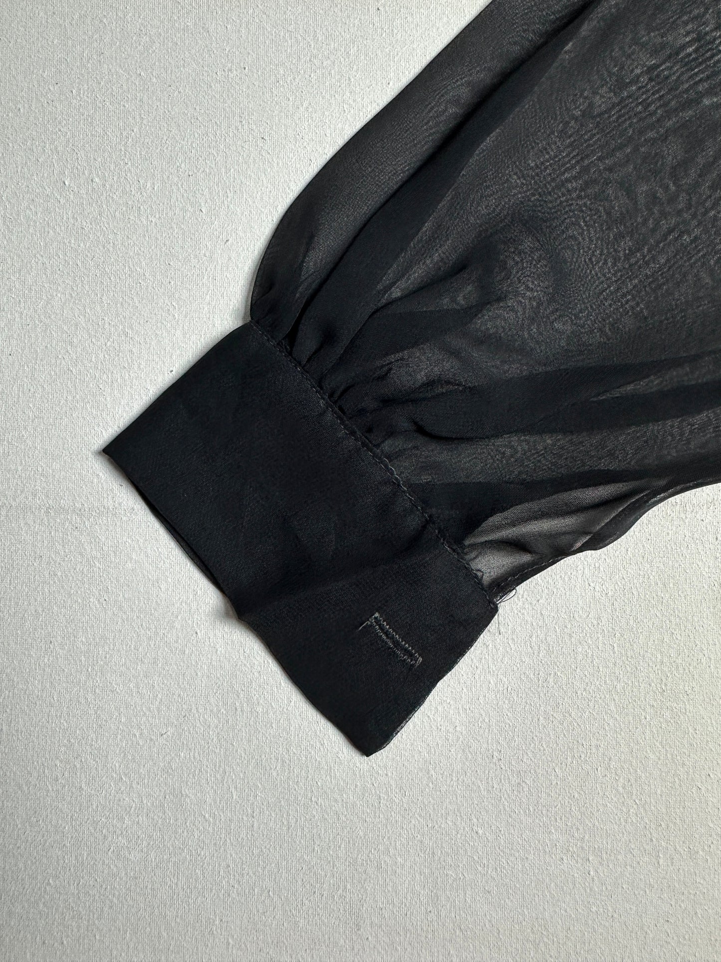 Black Sheer Chiffon Button-Down Shirt