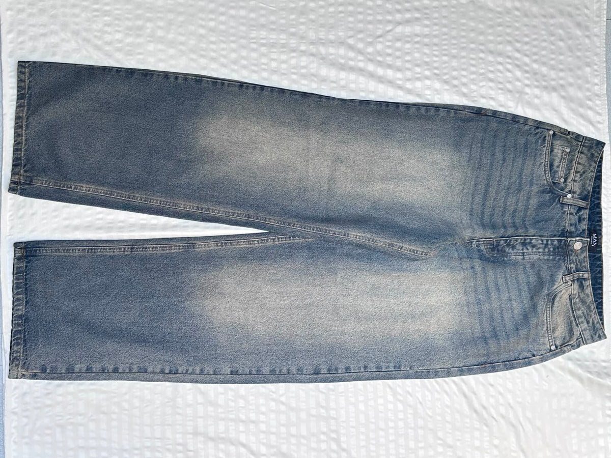 High-Waist Acid Wash Wide-Leg Denim pants